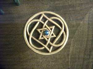 Ceanne Rose carved and inlaid into Walnut neck of a custom Lorien 30 Floor harp